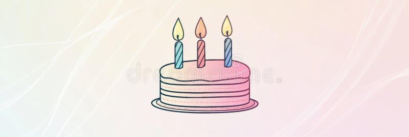 Design elegant pentru prăjituri de aniversare, cu trei lumânări pe fond pastel moale pentru festivități. Sigla simplă și curată a unui tort de ziua lui împodobit cu trei lumânări colorate setate pe un fond cu pantă moale pentru sărbători. AI generat