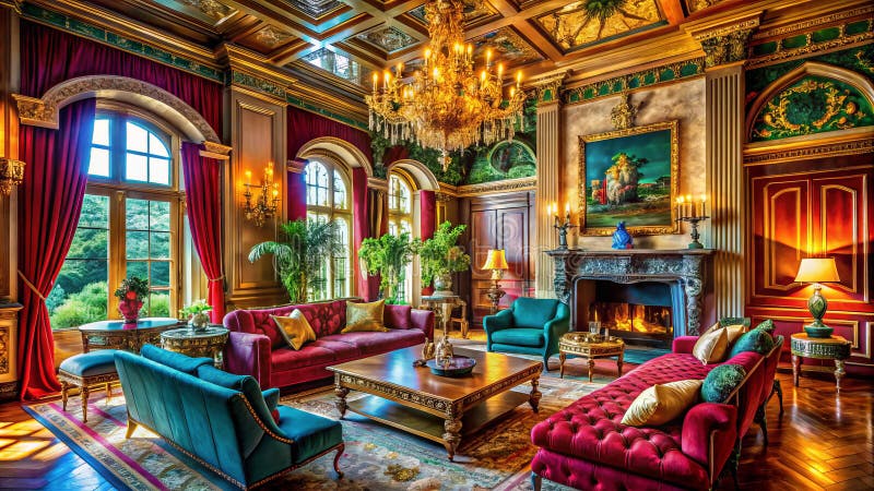Design elegante Architettura Digest Ispirata All'Interno Della Villa illustrazione vettoriale