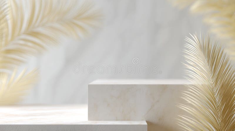 Design elegante con foglie tropicali perfette per la presentazione di prodotti in atmosfera serena immagini stock libere da diritti