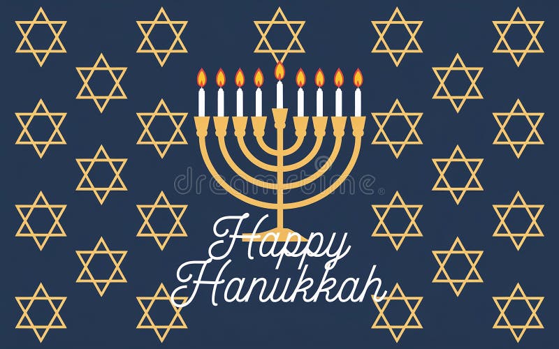 Design elegante e generativeai hanukkah con stelle dorate della menorah e sfondo blu caldo royalty illustrazione gratis