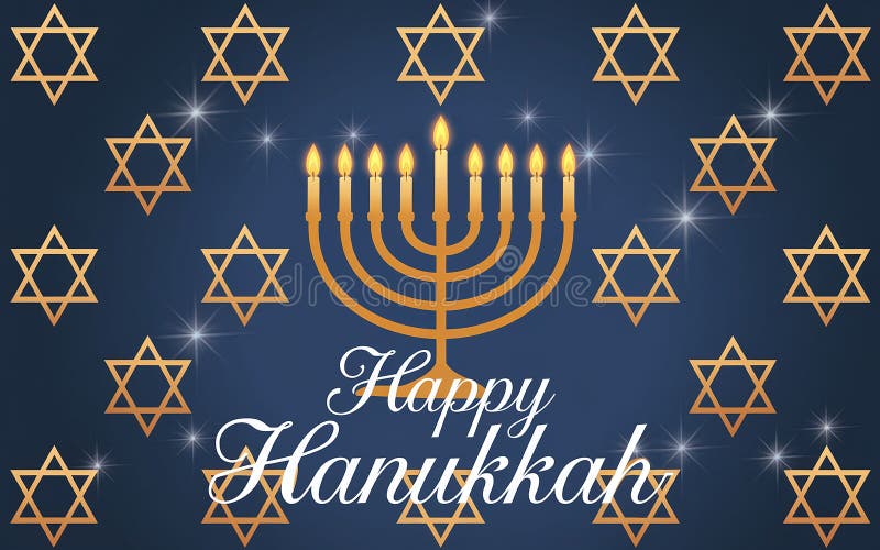 Design elegante e generativeai hanukkah con stelle dorate della menorah e sfondo blu caldo royalty illustrazione gratis
