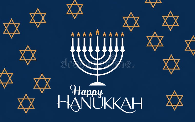 Design elegante e generativeai hanukkah con stelle dorate della menorah e sfondo blu caldo royalty illustrazione gratis