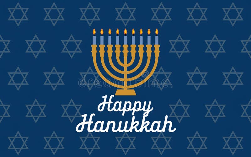 Design elegante e generativeai hanukkah con stelle dorate della menorah e sfondo blu caldo illustrazione di stock
