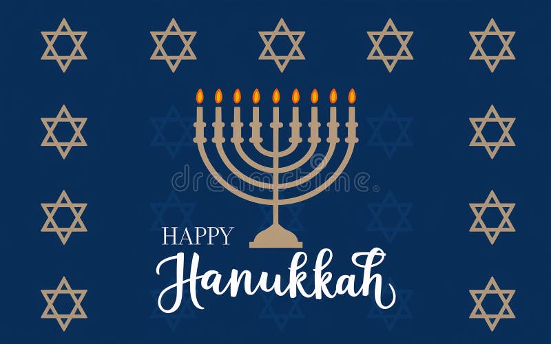 Design elegante e generativeai hanukkah con stelle dorate della menorah e sfondo blu caldo royalty illustrazione gratis