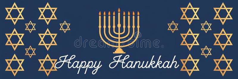 Design elegante e generativeai hanukkah con stelle dorate della menorah e sfondo blu caldo royalty illustrazione gratis