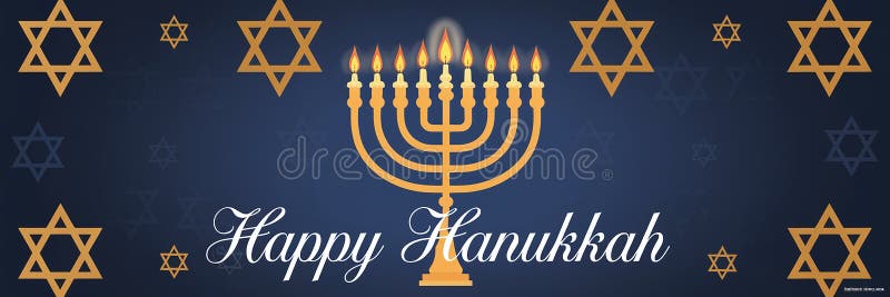 Design elegante e generativeai hanukkah con stelle dorate della menorah e sfondo blu caldo illustrazione di stock