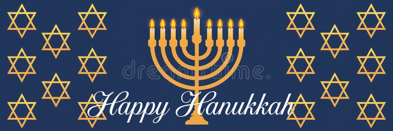 Design elegante e generativeai hanukkah con stelle dorate della menorah e sfondo blu caldo royalty illustrazione gratis