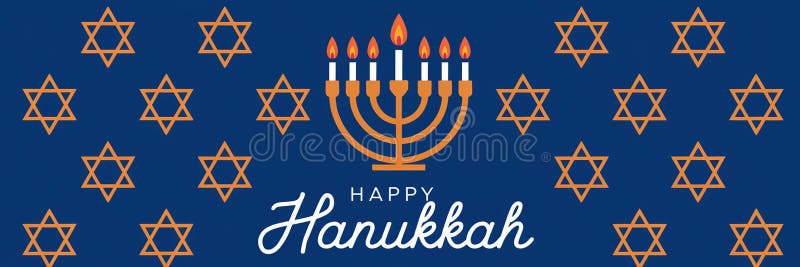 Design elegante e generativeai hanukkah con stelle dorate della menorah e sfondo blu caldo illustrazione di stock