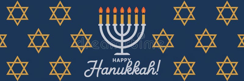 Design elegante e generativeai hanukkah con stelle dorate della menorah e sfondo blu caldo royalty illustrazione gratis