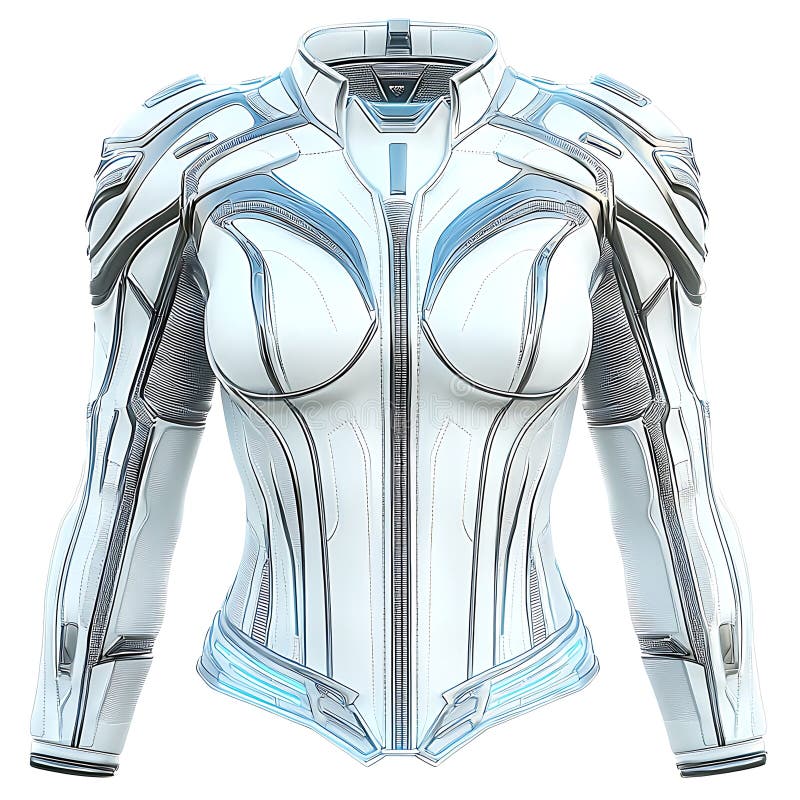 Design elegante per il design della giacca da donna di futuristica Apparecchio White e Silver SciFi illustrazione di stock