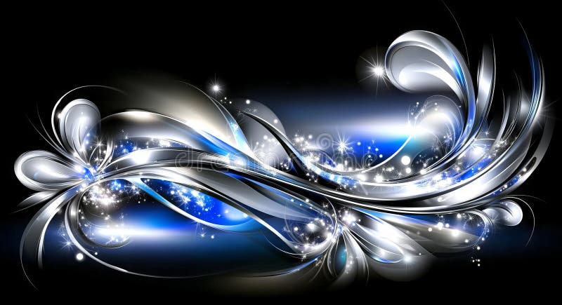 A design element featuring abstract blue waves set against a dark background royalty free stock photography