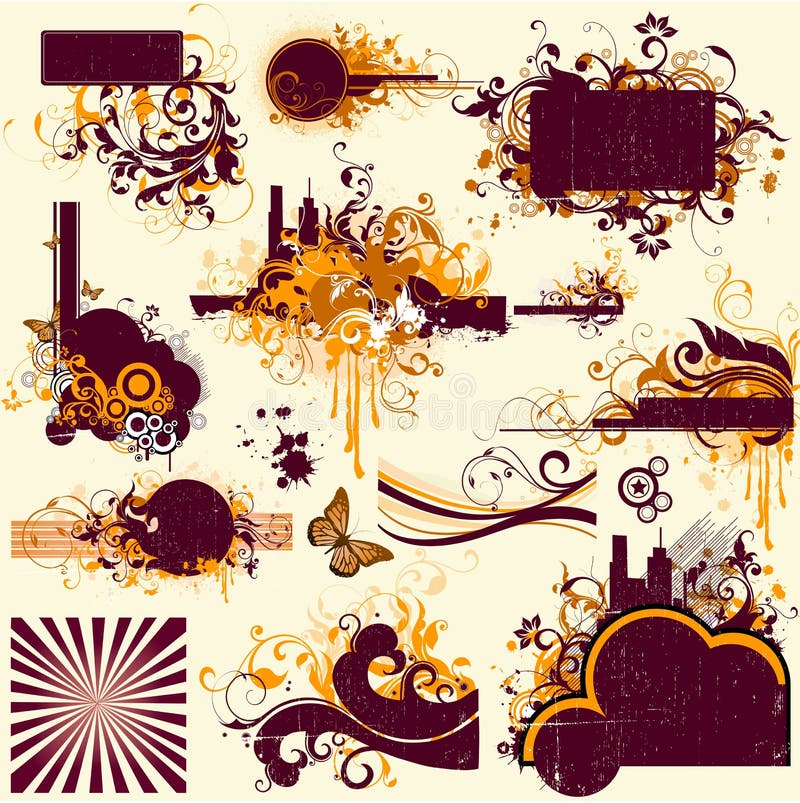 A Collection of Beautiful Decorative Items for Your Design. Stock Vector Illustration of