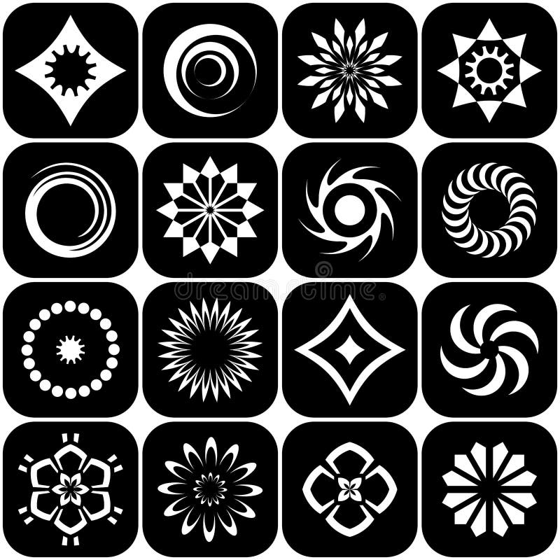 Design Elements Set. Abstract Black and White Icons Stock Vector