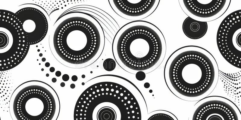 This design features a captivating black and white circular pattern for modern aesthetics vector illustration