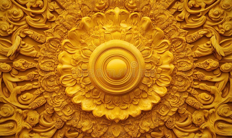Design floral auriu complicat cu modele circulare și detalii ornamentate royalty free stock image