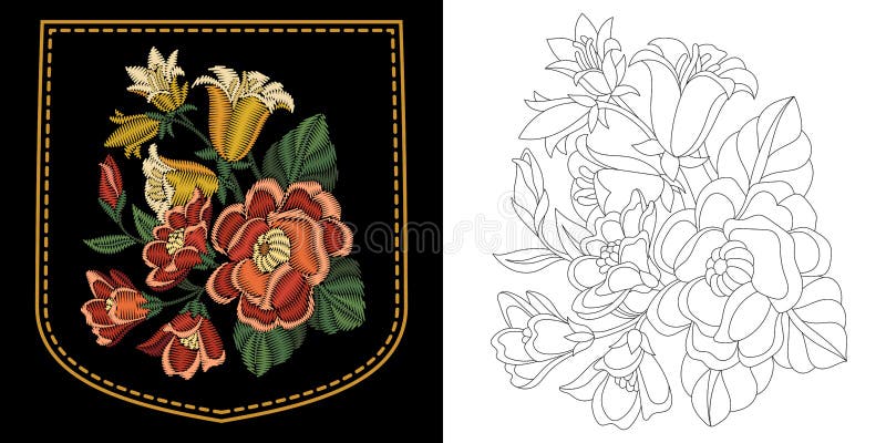 Design floral do bordado ilustração stock Design floral do bordado ilustração stock
