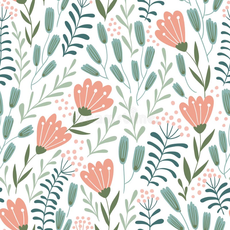 Design floral fără sudură, cu flori sălbatice desenate manual. ilustrare vectorială tipar repetat. vector illustration