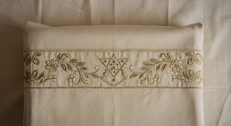 Design floreale Gold raffinato su Light Beige Fabric illustrazione di stock