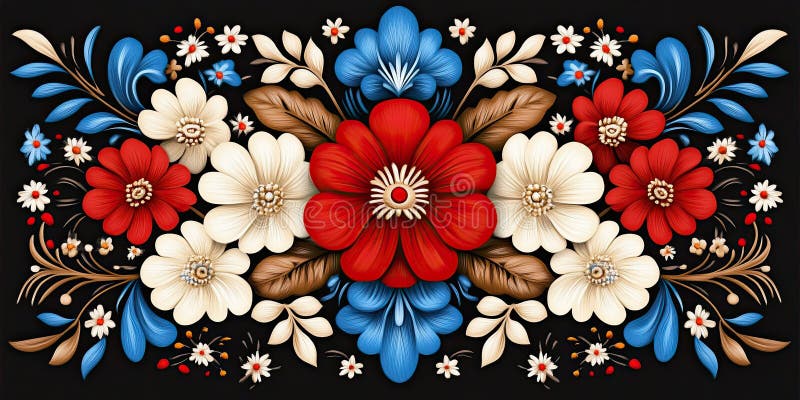 Design floreale ispirato all'America, dai colori vivaci e dai colori naturali illustrazione di stock