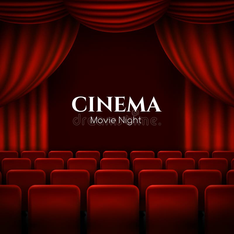 Design för affisch för filmbiopremiär med röda gardiner i lager vektor för baner eps10 mapp stock illustrationer Design för affisch för filmbiopremiär med röda gardiner i lager vektor för baner eps10 mapp stock illustrationer