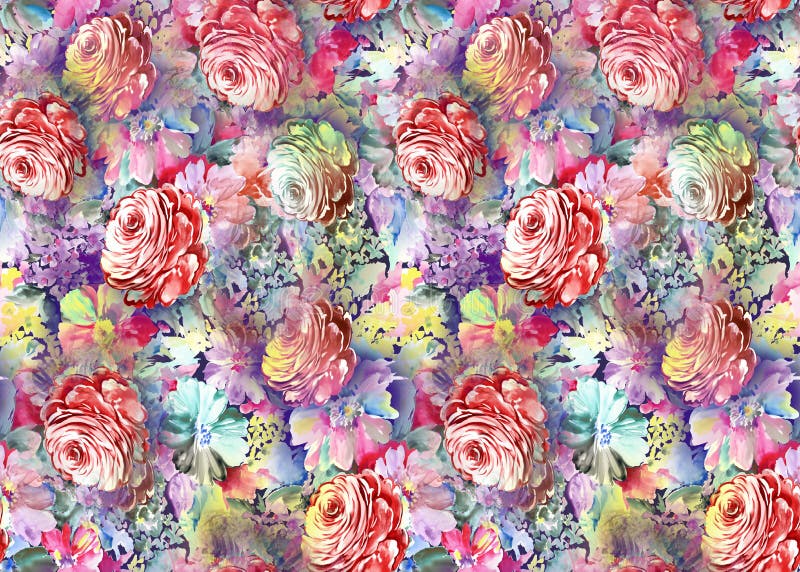 Design för Digital blommatyg vektor illustrationer