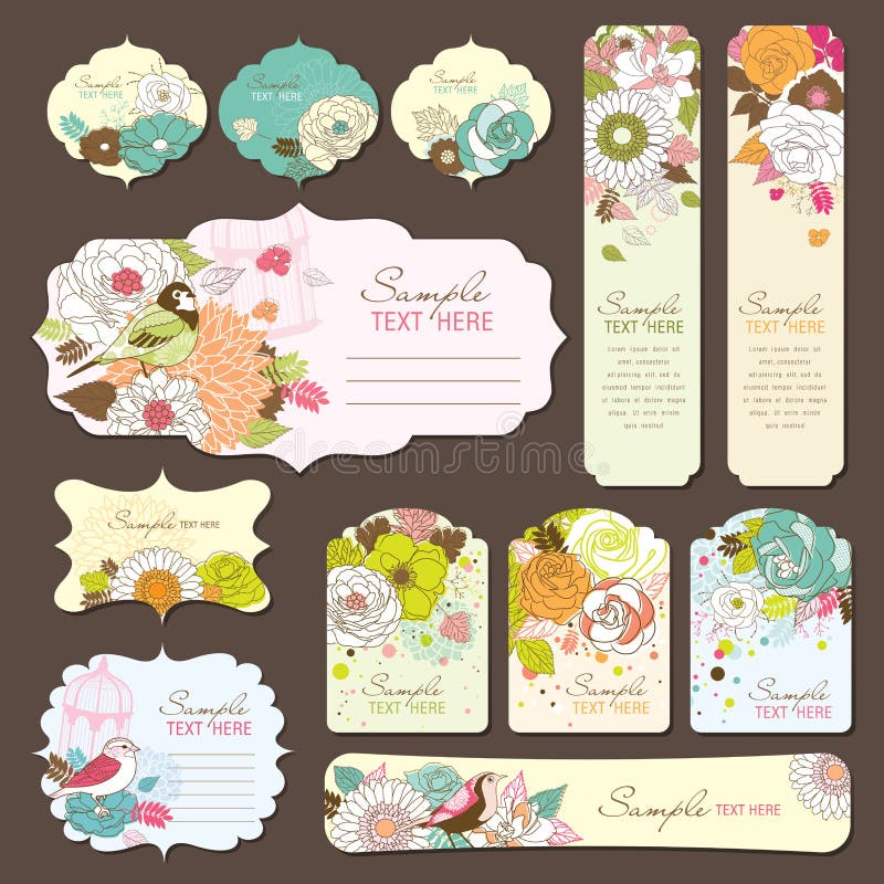 Sticker, gift tags, greeting cards design with floral theme. Sticker, gift tags, greeting cards design with floral theme