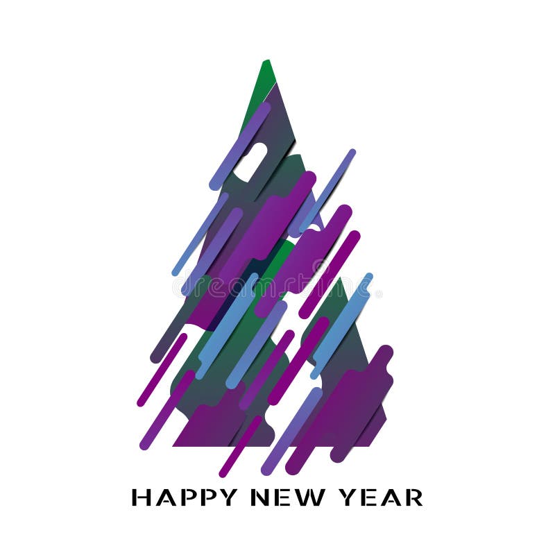 Design för glad jul och för lyckligt nytt år Vykort med julgranen på vit bakgrund i trendig stil vektor illustrationer Design för glad jul och för lyckligt nytt år Vykort med julgranen på vit bakgrund i trendig stil vektor illustrationer