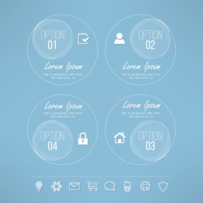 Design för glas- cirklar för vektor passande infographic stock illustrationer Design för glas- cirklar för vektor passande infographic stock illustrationer