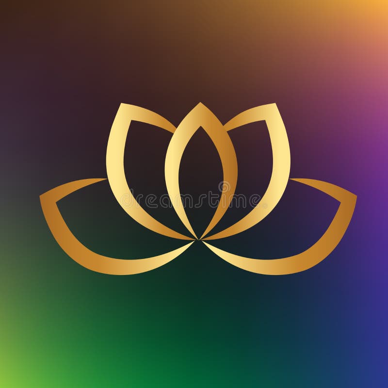 Design för guld- för symbol för logolotusblommablomma grafisk för yoga för vektor illustration för bild royaltyfri illustrationer