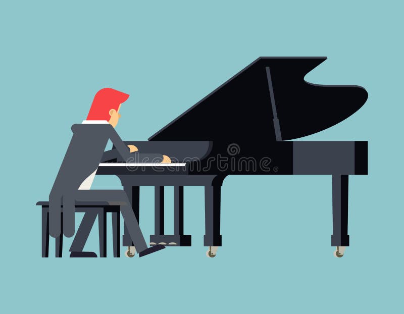 Design för lägenhet för pianistPiano Player Concept tecken royaltyfri illustrationer Design för lägenhet för pianistPiano Player Concept tecken royaltyfri illustrationer