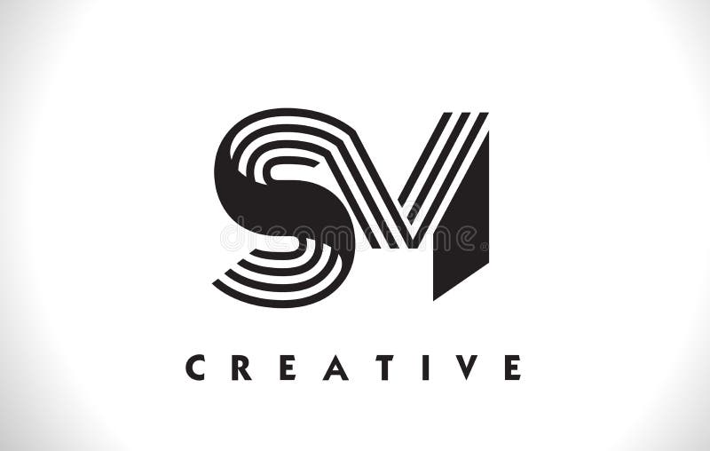 Design för SM Logo Letter With Black Lines Linje bokstavsvektor Illus