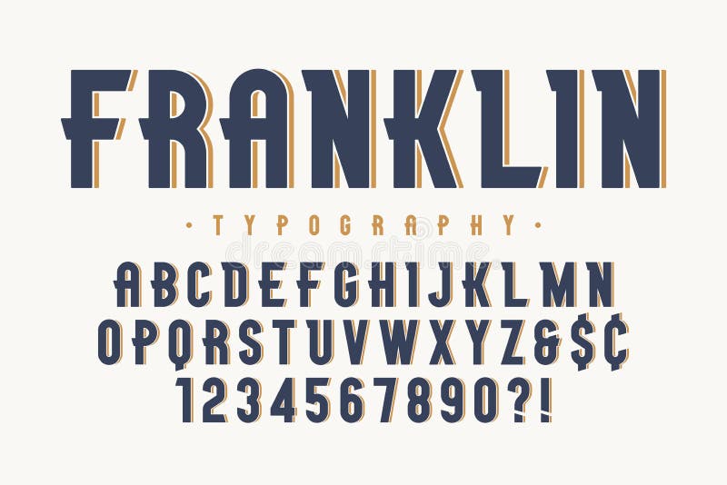 Design för stilsort för Franklin moderiktig tappningskärm, alfabet
