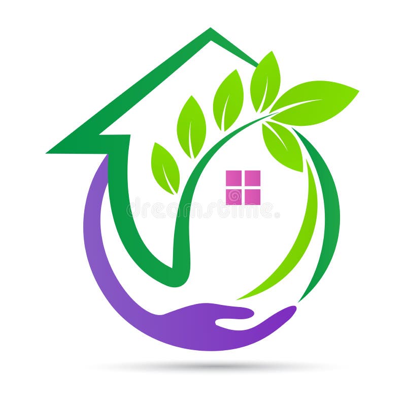 Design för säkerhet för miljö för logo för hem för Eco gräsplanomsorg