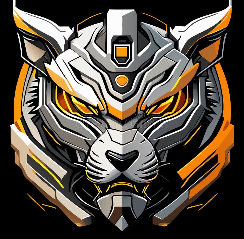 Design för konsttiger robot head mascot-logotyp
