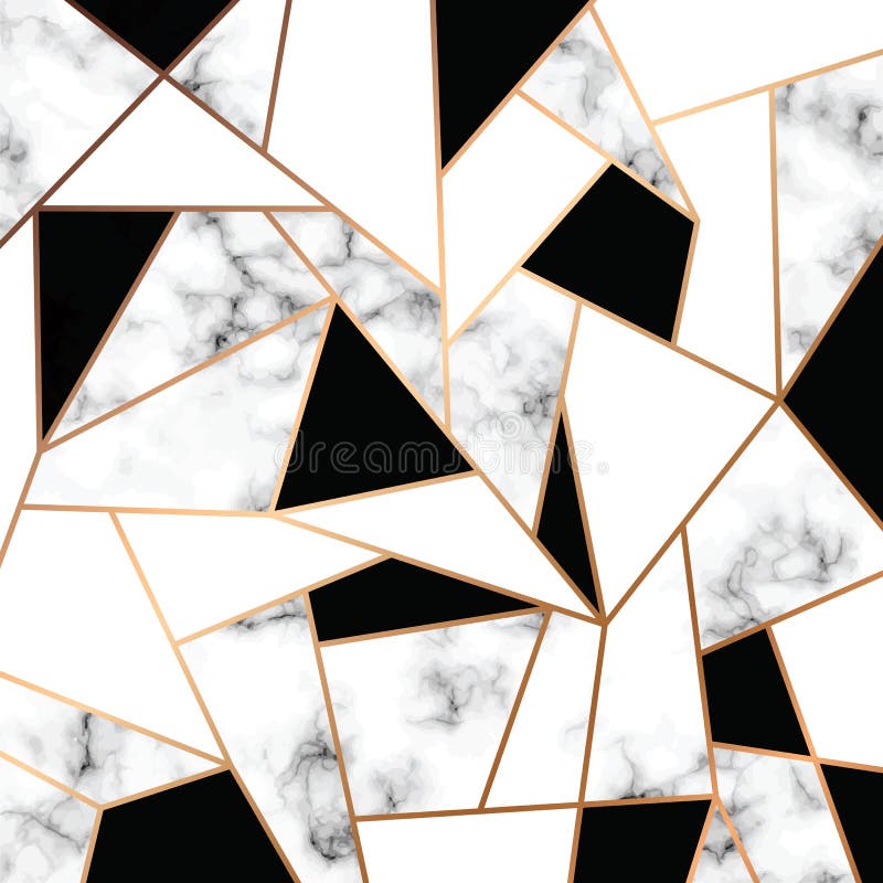 Design för vektormarmortextur med guld- geometriska linjer, svartvit marmorera yttersida, modern lyxig bakgrund
