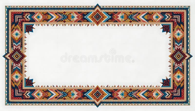 Design geometric aztec la marginea unui fundal dreptunghiular alb pentru proiecte creative vector illustration