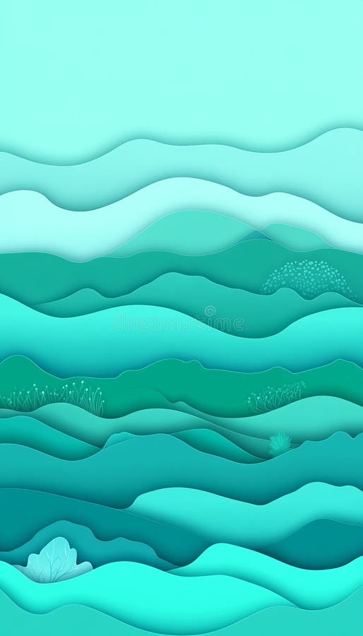 Design Geometric Minimalist Cu Profil De Undă Delicat Și Fără Lipire Și Verde 3D stock illustration