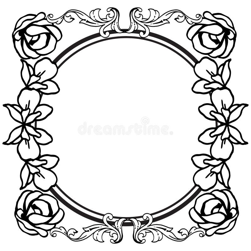 Design Greeting Card with Beauty of Black and White Flower Frame