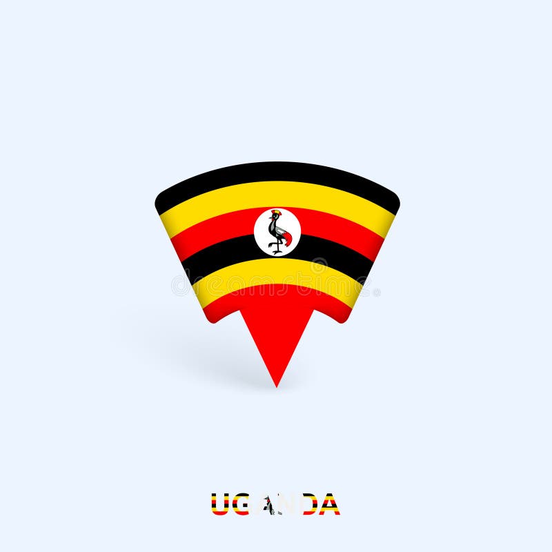 Design indicator pentru harta drapelului Uganda cu umbră stock illustration