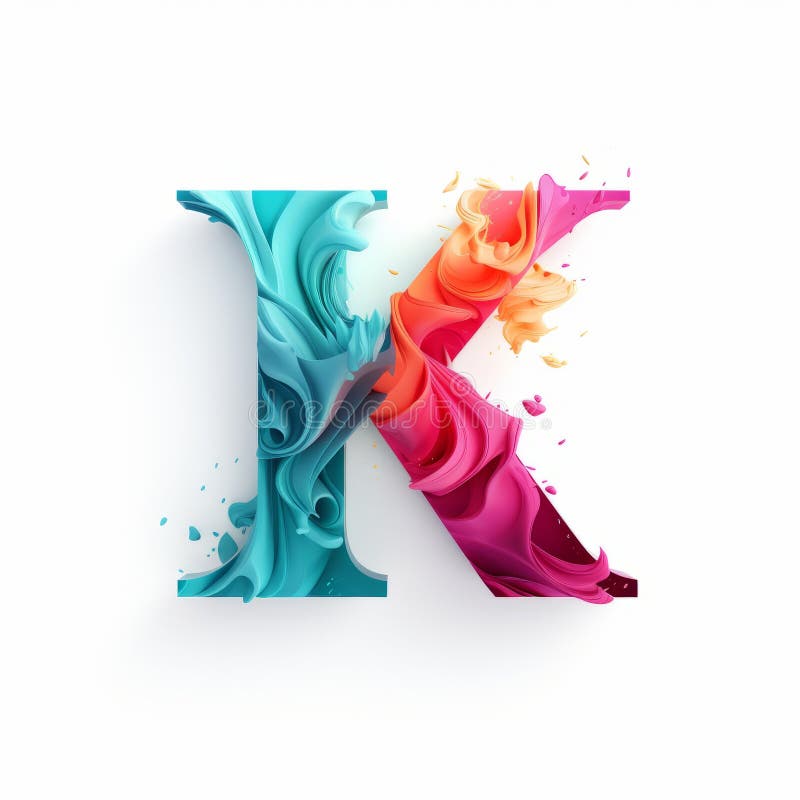 a vibrant and eye-catching stock photo featuring an initial letter "k" adorned with colorful splashes. this design combines elements of realism and surrealism, with isometric and futuristic chromatic waves. the fluid photography captures the innovative page design, while the realistic color palette adds depth. this high-resolution 3d image is available in 8k quality. ai generated. a vibrant and eye-catching stock photo featuring an initial letter "k" adorned with colorful splashes. this design combines elements of realism and surrealism, with isometric and futuristic chromatic waves. the fluid photography captures the innovative page design, while the realistic color palette adds depth. this high-resolution 3d image is available in 8k quality. ai generated