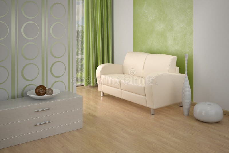 Design Interior. Sofa in Living Room. Stock Illustration Illustration