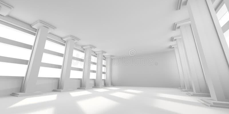 Design interno minimalista moderno con colonne simmetriche e luce naturale royalty illustrazione gratis