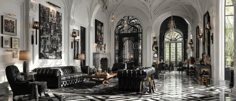 Design interno per sale di grandi dimensioni : Bianco E Nero illustrazione di stock