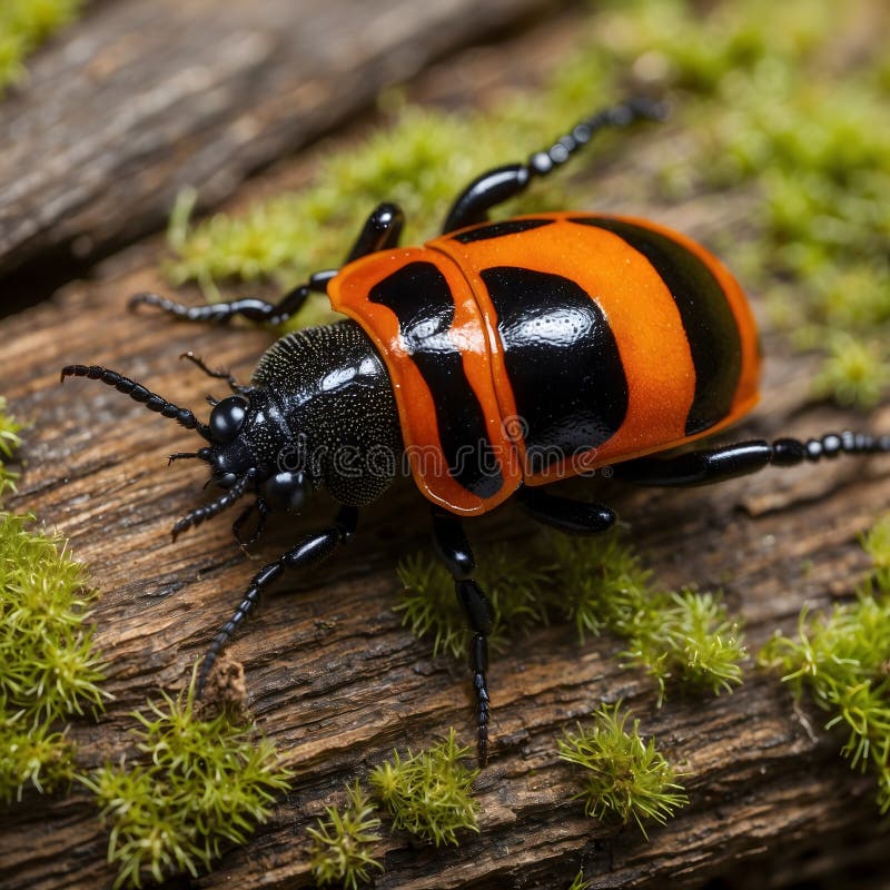 Design intricato di natura : lo scarabeo americano seppellito su muschio illustrazione di stock