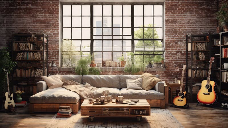 Design Loft Room Background Stock Illustration - Illustration of