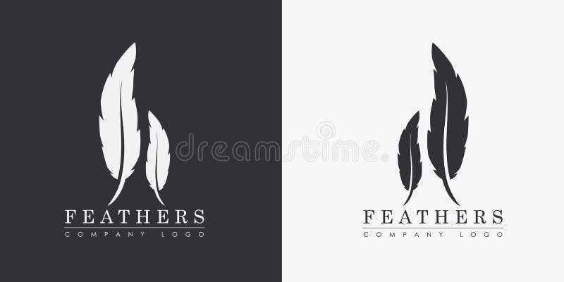 Design a logo with two feathers and the name of the company