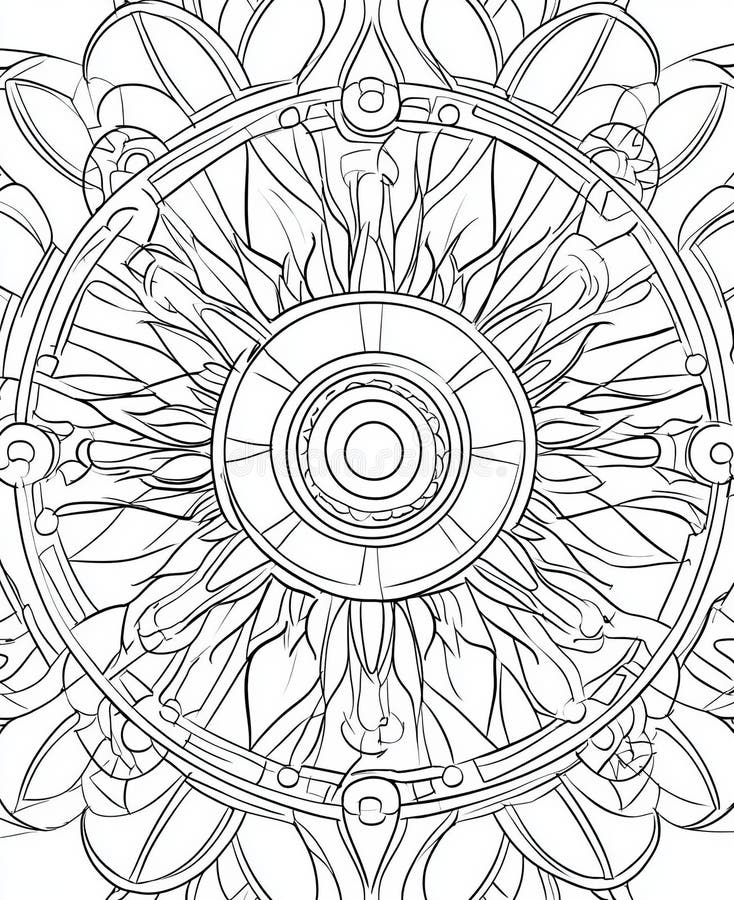 Design mandala complex cu modele circulare și motive pentru frunze stock image