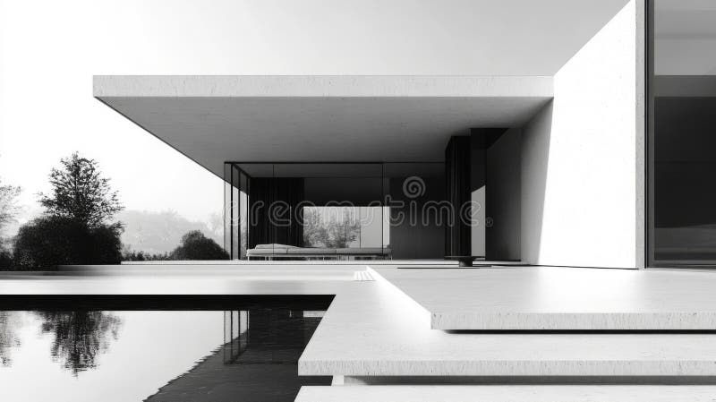 Design minimalist Modern Beton House Black and White royalty free illustration