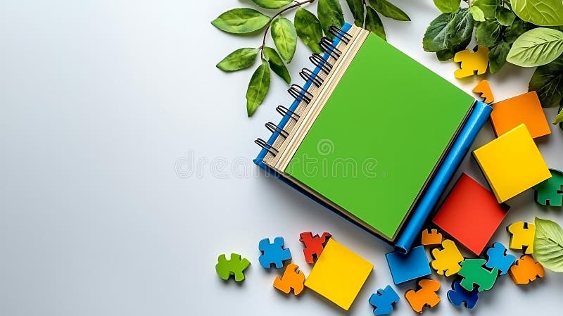 Esplorare un design minimalista con lettere in grassetto tagliate con colori vivaci e un tocco naturale. perfetto per progetti creativi o temi educativi