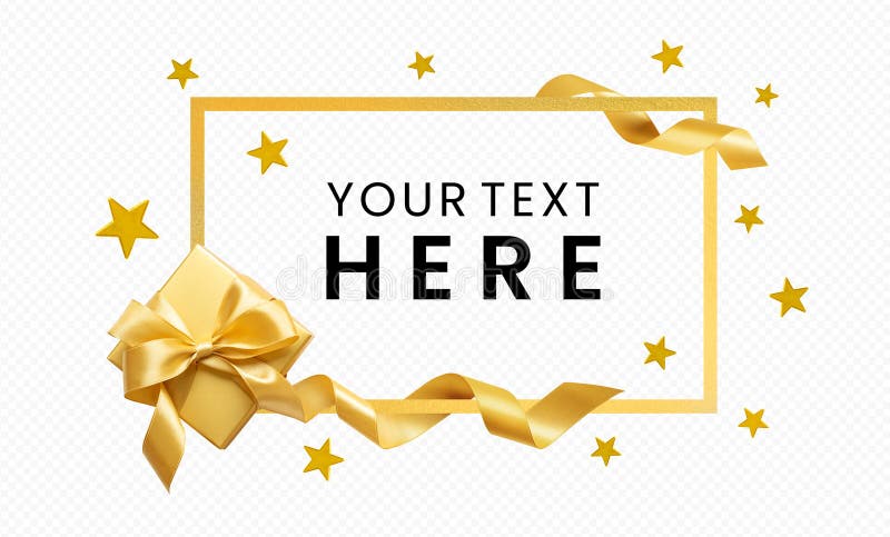 Design-Mockup mit luxuriösem Geschenkgold und Streamband. Begrüßungssaison für besondere Tage nicht ai lizenzfreies stockfoto